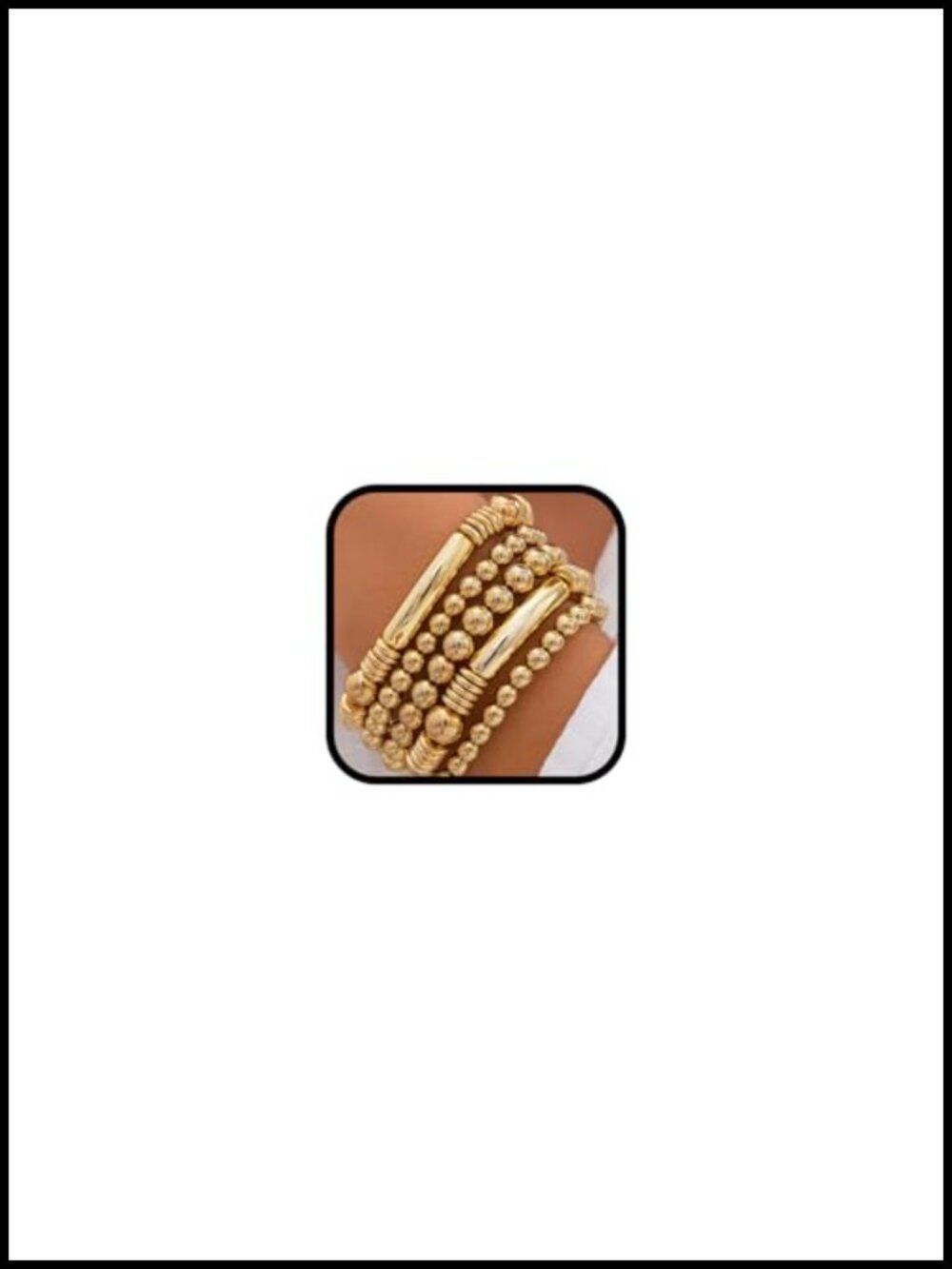 Chunky Beaded Stretch Bracelets Stackable Elastic Bangle Set